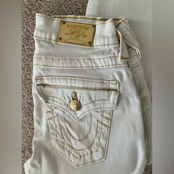 True Religion White Skinny Jeans with Gold Hardware – Size 24 - Picture 7 of 12